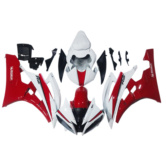 Amotopart Frakings Yamaha YZF-R6 2006-2007 Cladding White? Kit di vendita rosso Michelin