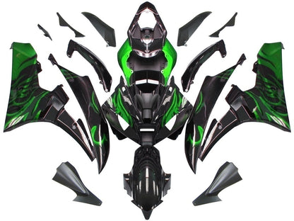Carene 2006-2007 Yamaha YZF-R6 Black &amp; Green Flame R6 Racing Generico
