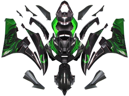 Carene 2006-2007 Yamaha YZF-R6 Black &amp; Green Flame R6 Generico