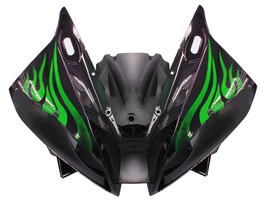Carene 2006-2007 Yamaha YZF-R6 Black &amp; Green Flame R6 Racing Generico