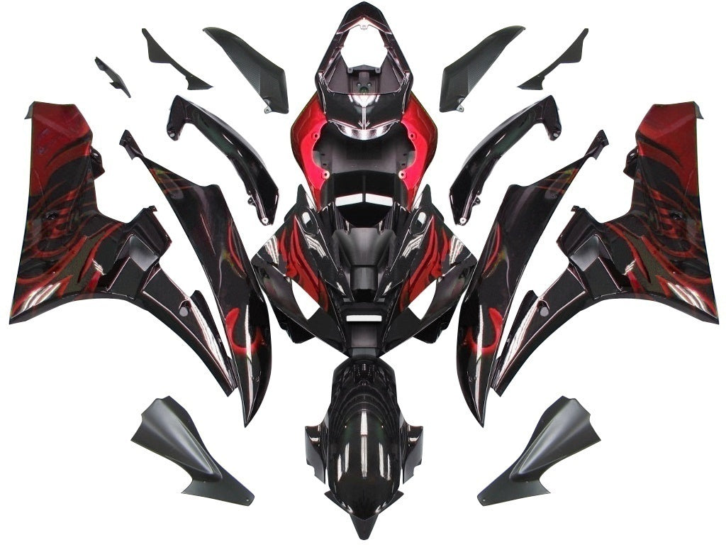 Carene 2006-2007 Yamaha YZF-R6 Black & Red Flame R6 Racing Generico