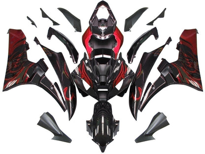 Carene 2006-2007 Yamaha YZF-R6 Black & Red Flame R6 Generico