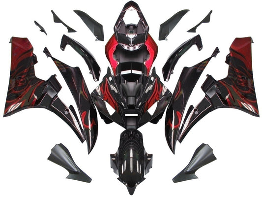 Carene 2006-2007 Yamaha YZF-R6 Black & Red Flame R6 Generico