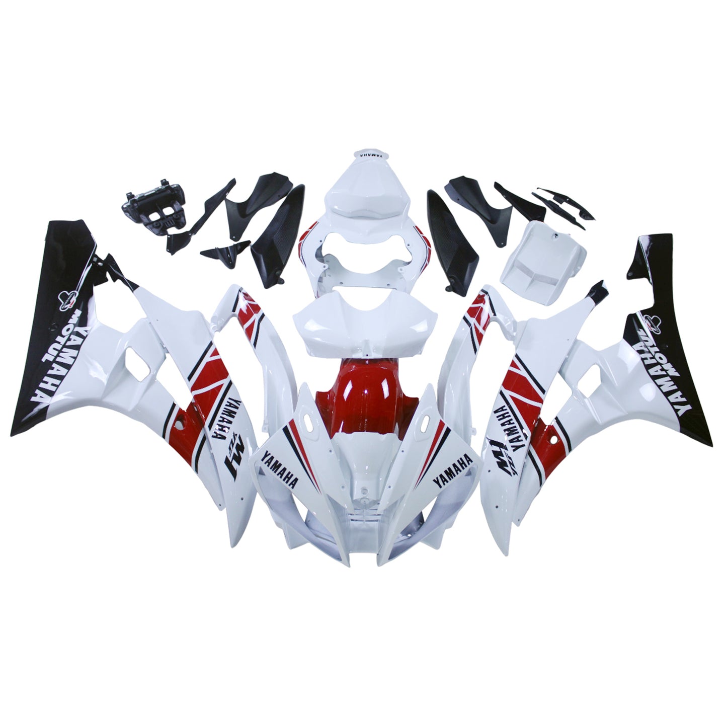 Amotopart Frakings Yamaha YZF-R6 2006-2007 Cladding White? Kit di travestimento nero rosso