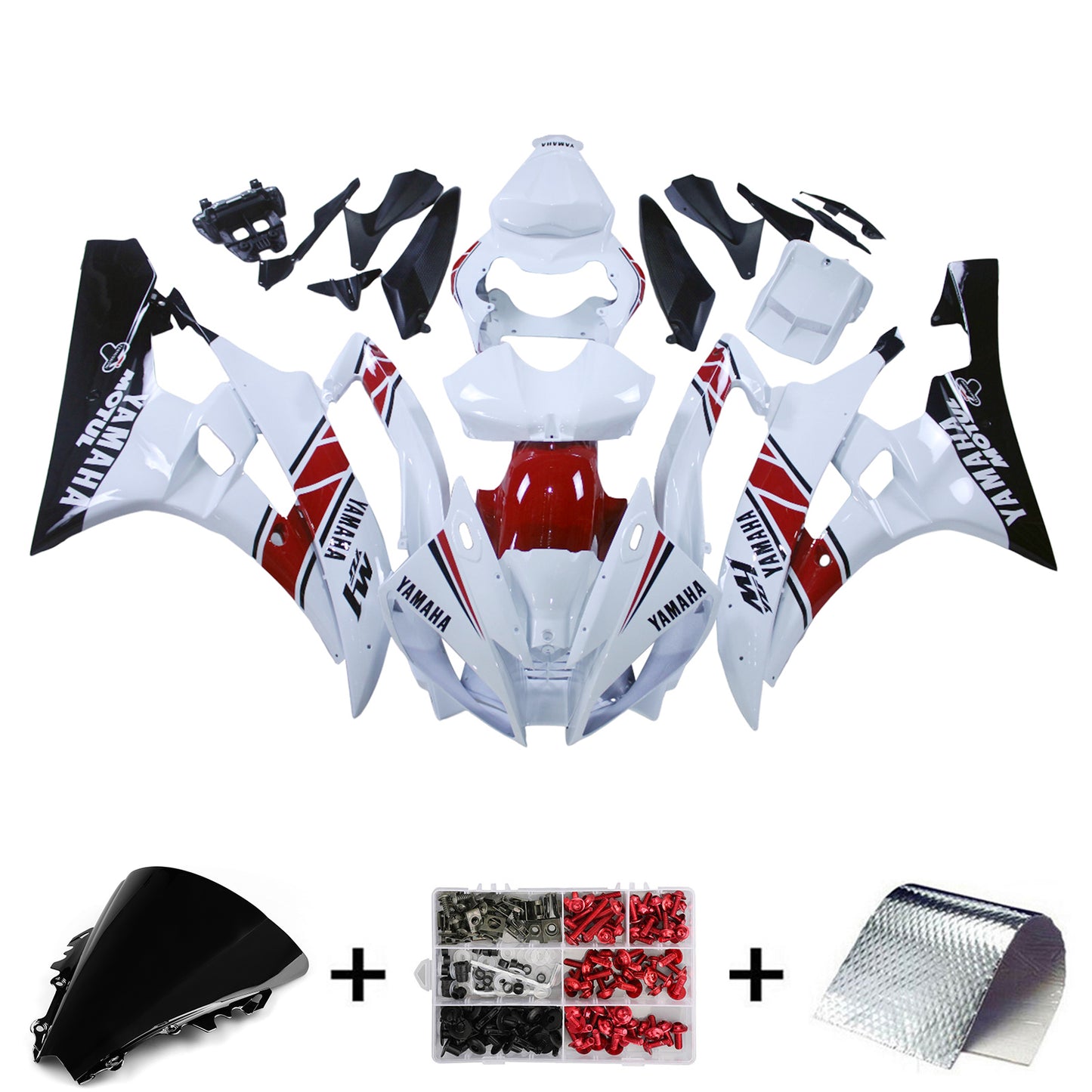 Amotopart Frakings Yamaha YZF-R6 2006-2007 Cladding White? Kit di travestimento nero rosso