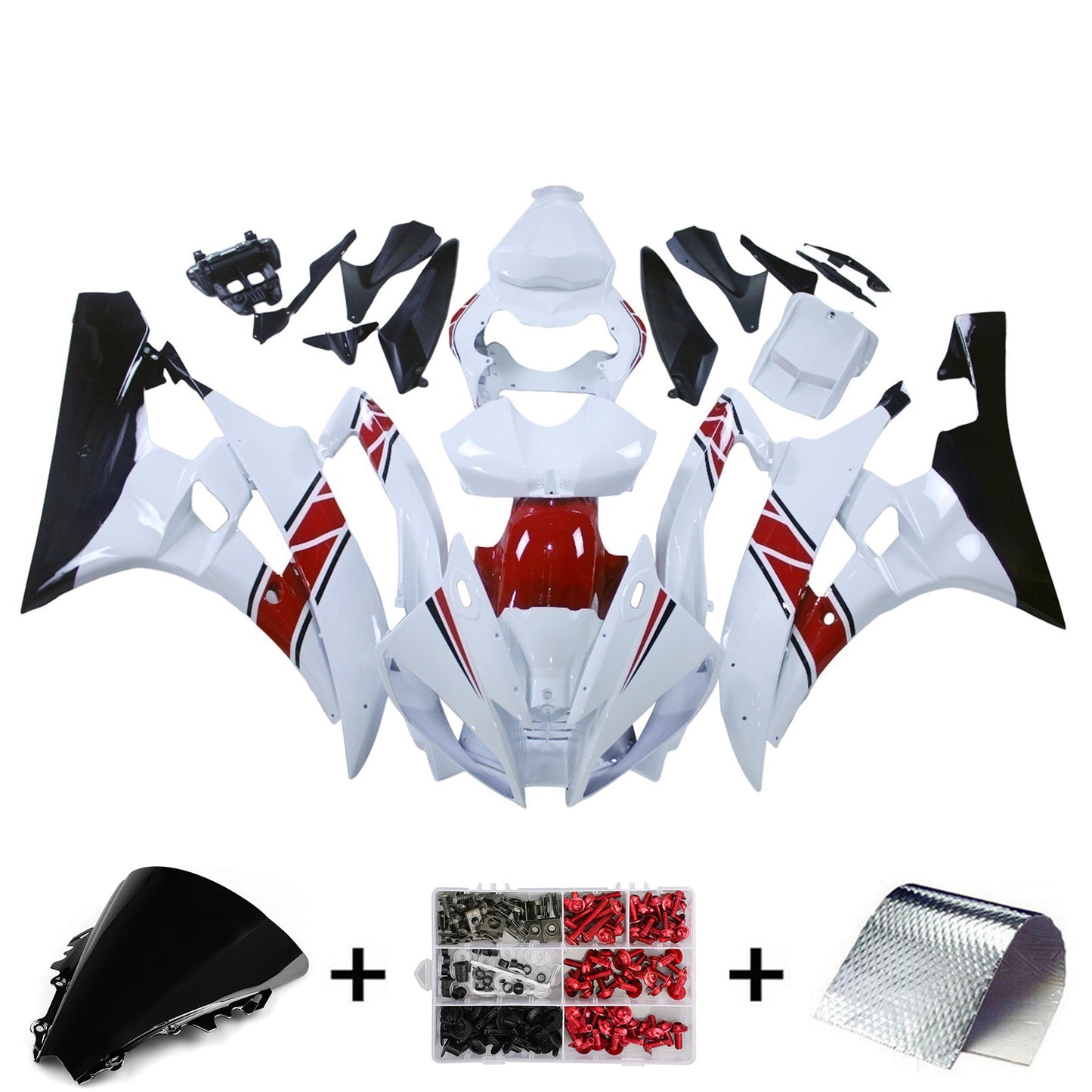 Carene 2006-2007 Yamaha YZF-R6 Bianco Rosso Nero R6 Racing Generico