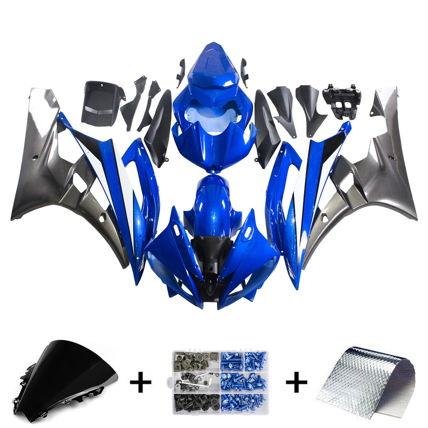 Amotopart Yamaha 2006-2007 YZF 600 R6 Kit di punta nera blu