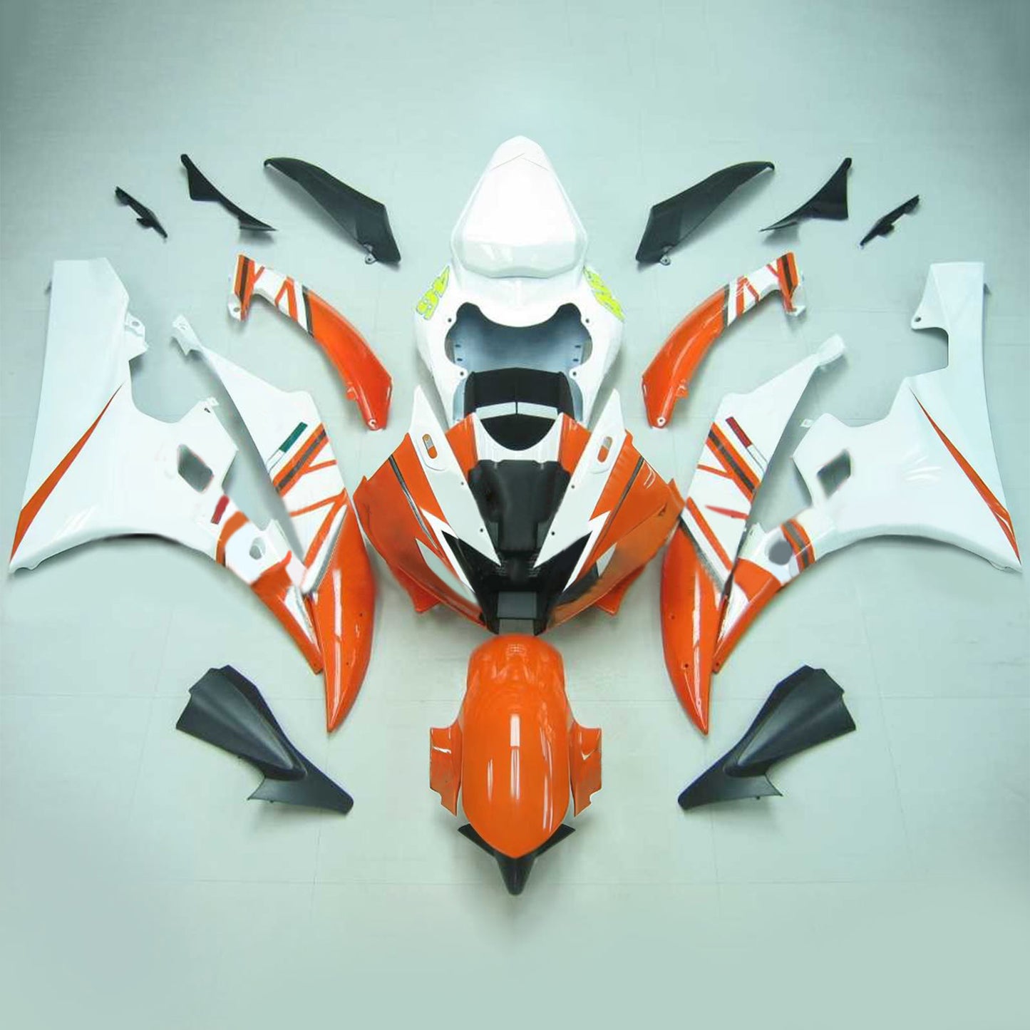 Amotopart Yamaha 2006-2007 YZF 600 R6 Kit di paura bianco arancione