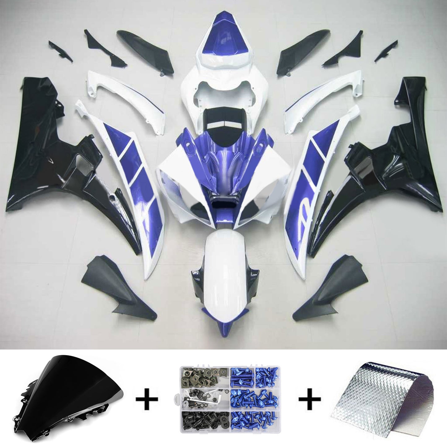 Amotopart Yamaha 2006-2007 YZF 600 R6 Kit di carenatura blu bianca