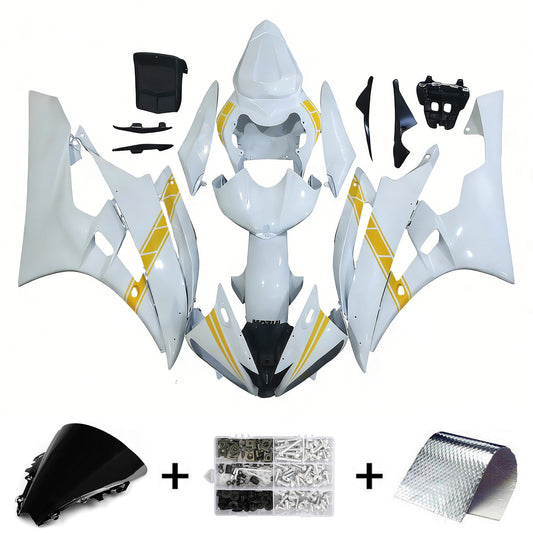 Amotopart Yamaha 2006-2007 YZF 600 R6 Kit di paura giallo bianco