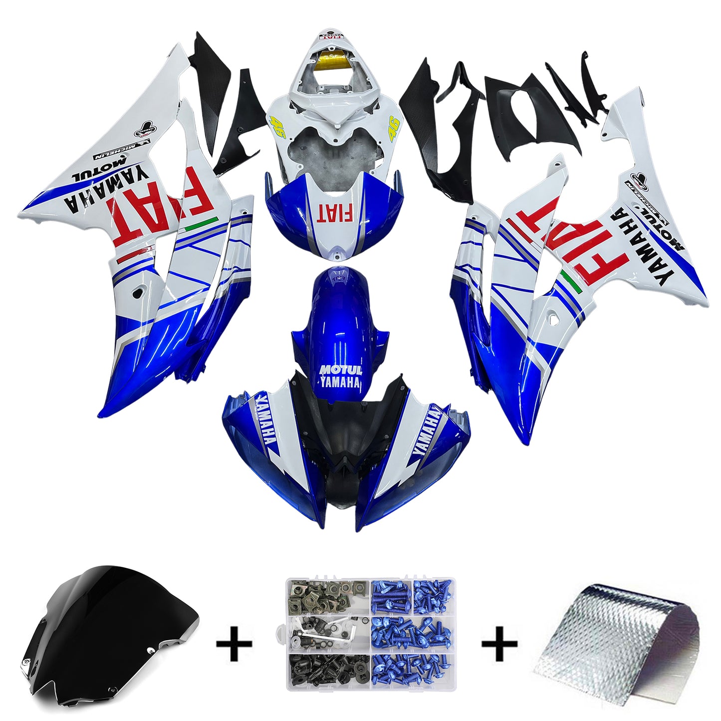 Carene 2008-2016 Yamaha YZF-R6 Bianco Blu No.46 FIAT R6 Generico