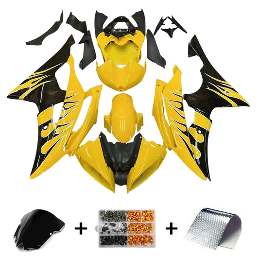 Carene 2008-2016 Yamaha YZF-R6 Yellow & Black Flame R6 Generico