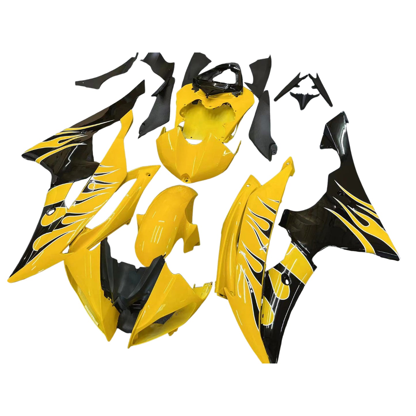 Carene 2008-2016 Yamaha YZF-R6 Yellow & Black Flame R6 Generico