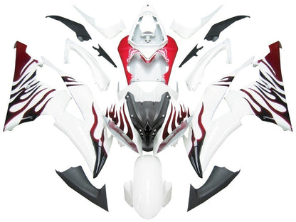 Carene 2008-2016 Yamaha YZF-R6 White & Red Flame R6 Racing Generico