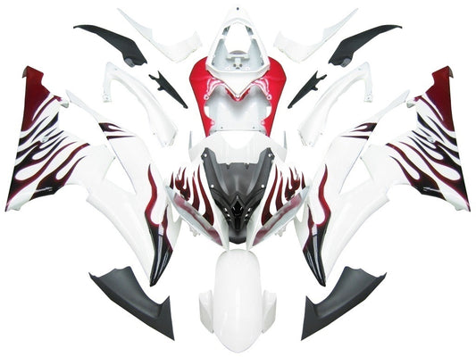 Carene 2008-2016 Yamaha YZF-R6 White & Red Flame R6 Racing Generico