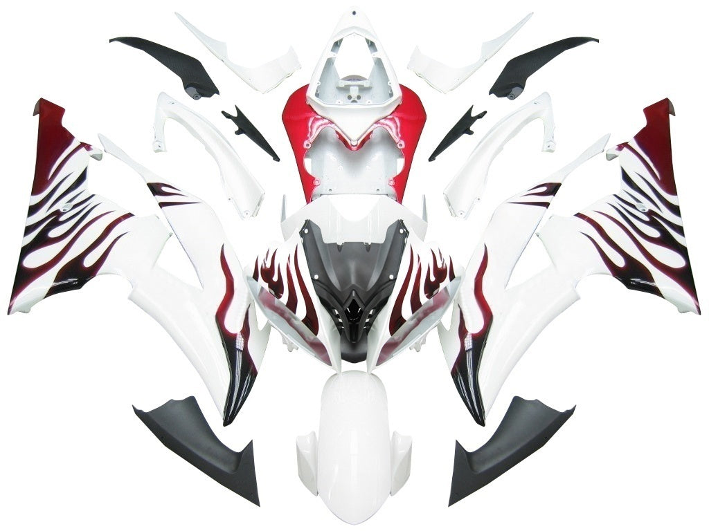 Carene 2008-2016 Yamaha YZF-R6 White & Red Flame R6 Generico