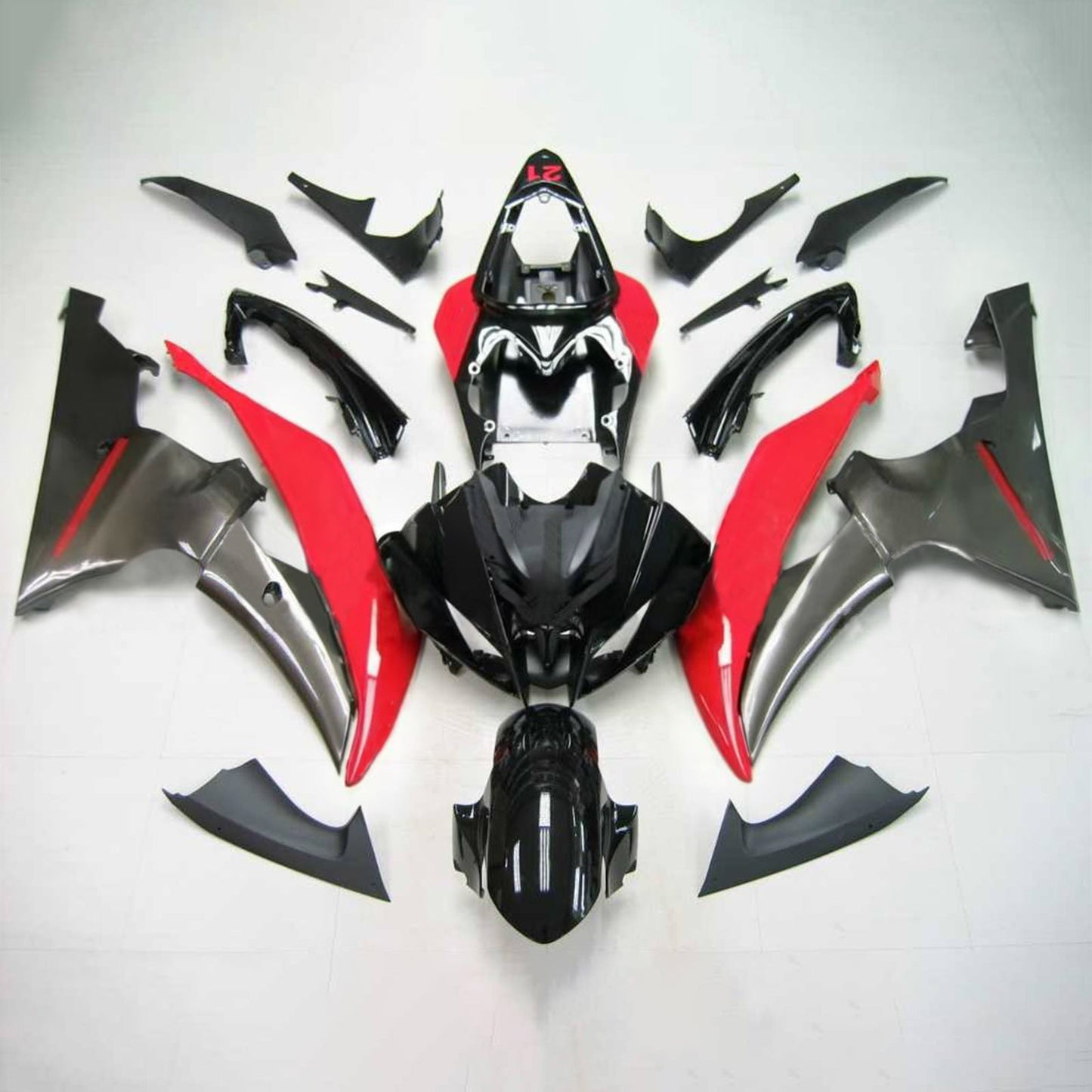 Amotopart Yamaha 2008-2016 YZF 600 R6 Kit di rivestimento rosso nero