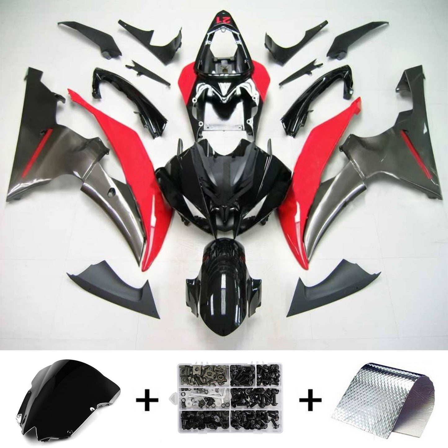 Amotopart Yamaha 2008-2016 YZF 600 R6 Kit di rivestimento rosso nero