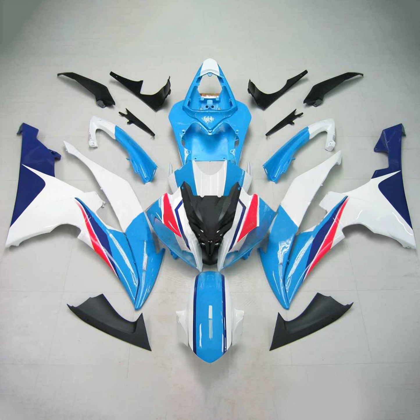 Amotopart Yamaha 2008-2016 YZF 600 R6 Kit di spostamento bianco blu