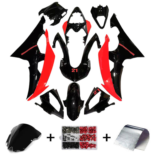 Amotopart Yamaha 2008-2016 YZF 600 R6 Kit di rivestimento rosso nero