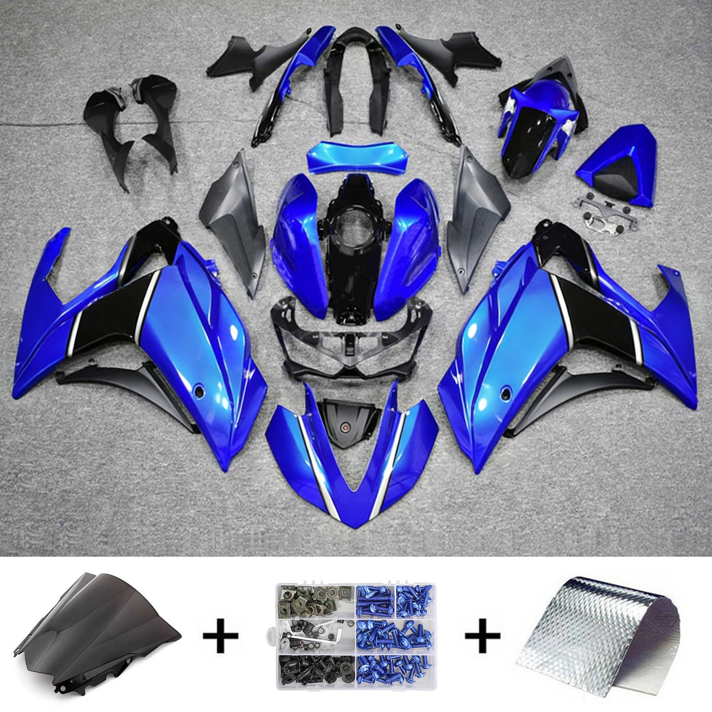 Amotoparte Capture Kit Yamaha 2014-2018 YZF R3 e 2015-2017 YZF R25 Black Mix Blue Tearing Kit