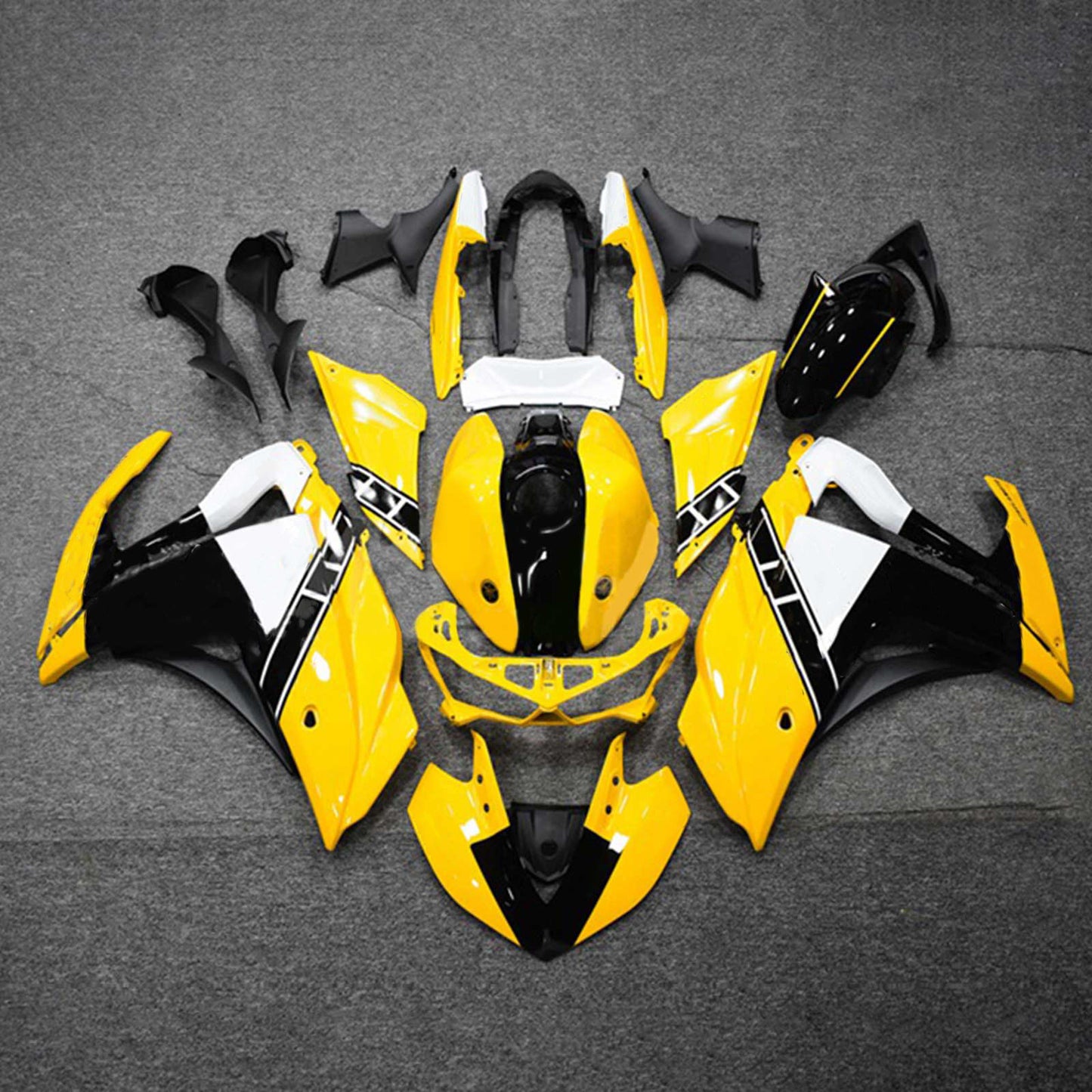Kit di vendita Amotopart Yamaha 2014-2018 YZF R3 e 2015-2017 YZF R25 Kit di rivestimento nero giallo