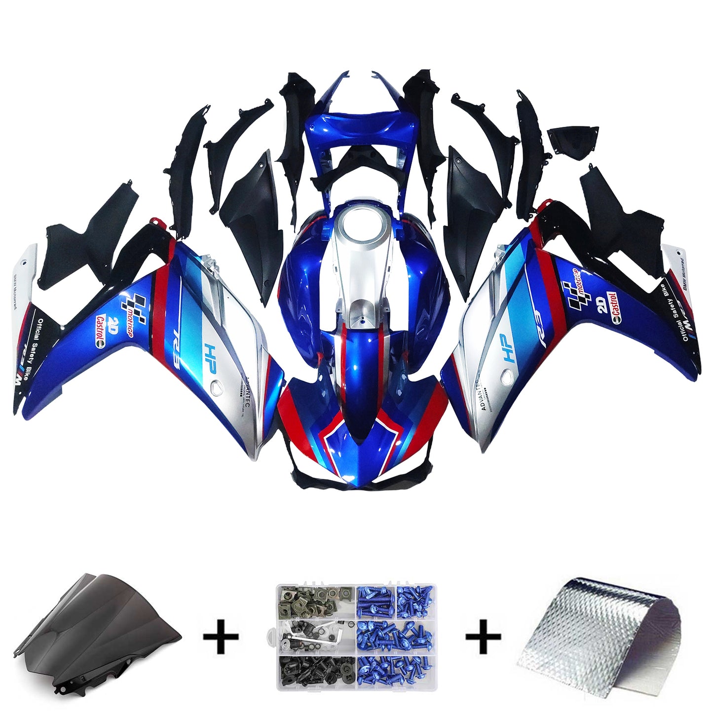 Kit di memoria Amotopart Yamaha 2014-2018 YZF R3 e 2015-2017 YZF R25 Kit di malattia bianca rossa blu