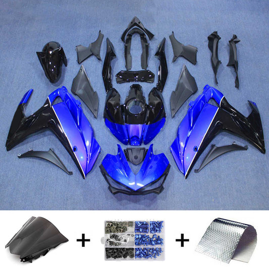 Amotopart Sales Ski Yamaha 2014-2018 YZF R3 e 2015-2017 YZF R25 Black con un kit di rivestimento blu