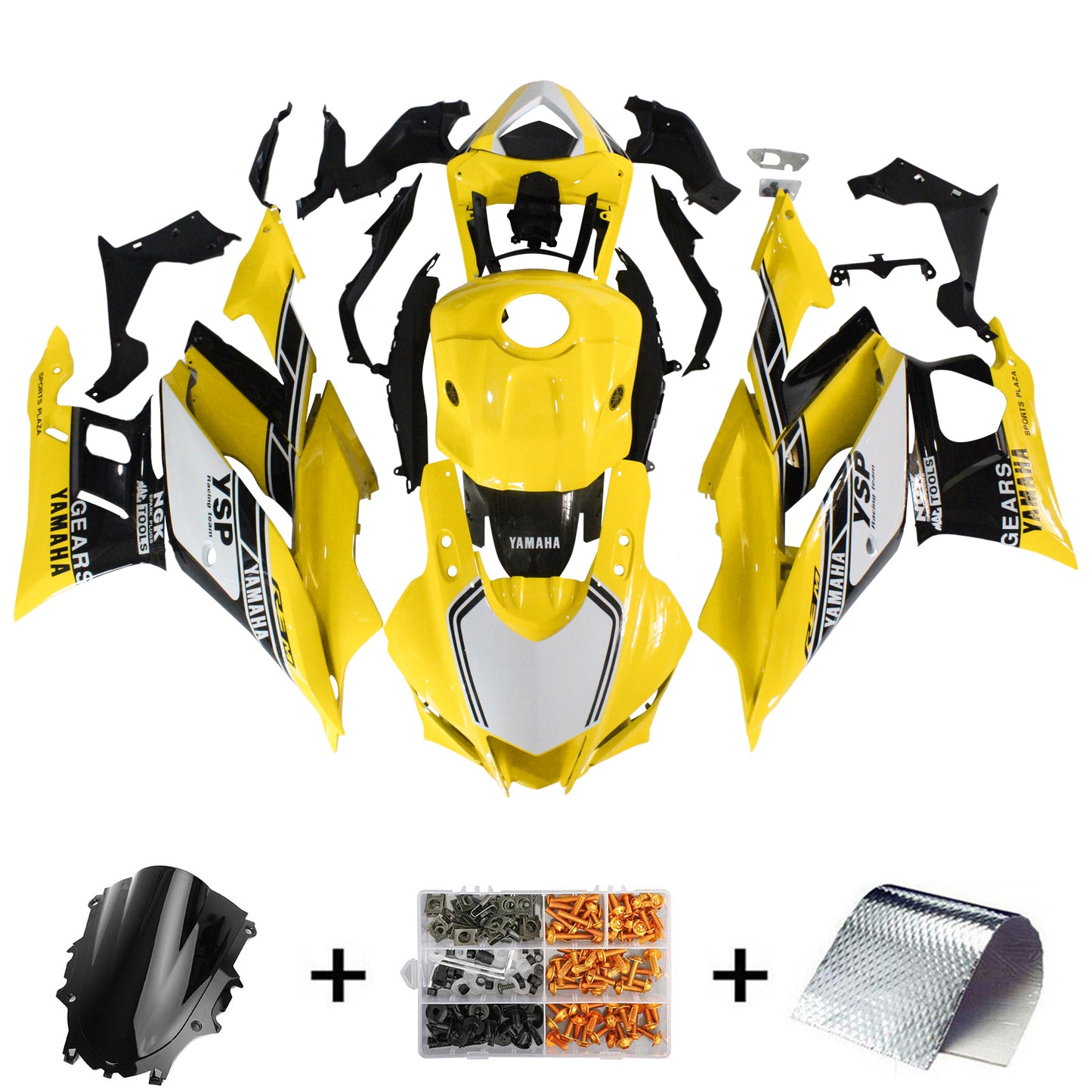 Amotopart Yamaha 2019-2021 YZF R3/YZF R25 Kit bianco nero giallo