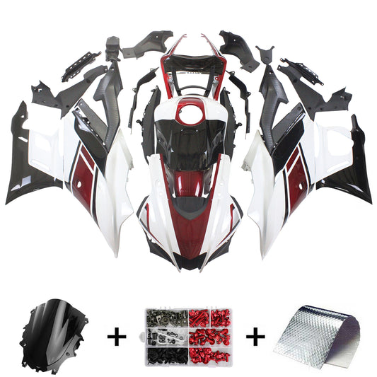 Amotopart Yamaha 2019-2021 YZF R3/YZF R25 Kit di carenatura bianca nera rossa