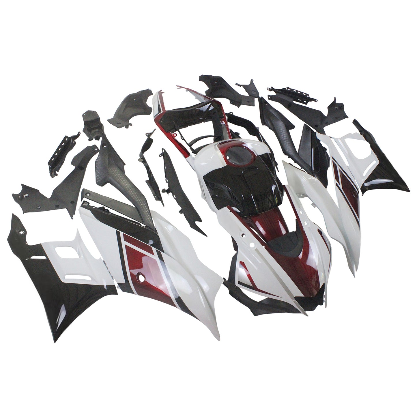 Amotopart Yamaha 2019-2021 YZF R3/YZF R25 Kit di carenatura bianca nera rossa
