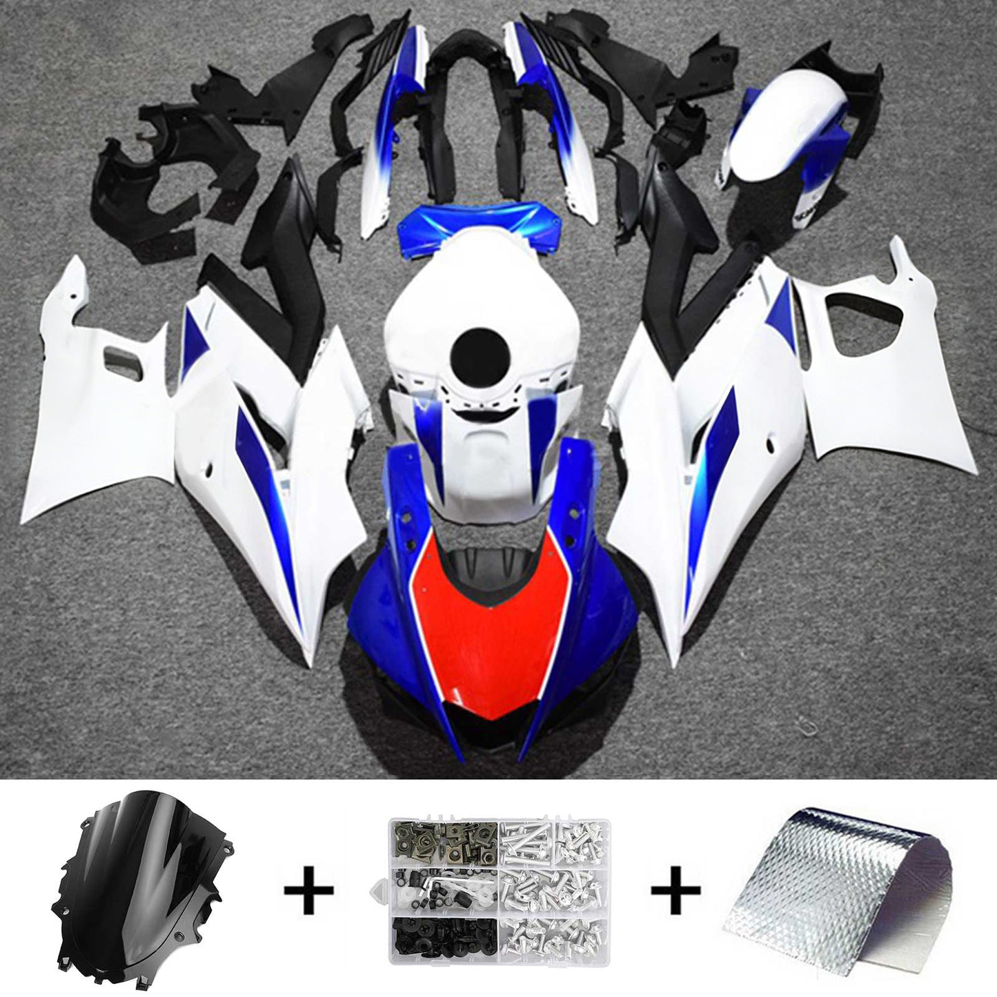 Amotopart Yamaha 2019-2021 YZF R3/YZF R25 Black Wei? kit di rivestimento rosso
