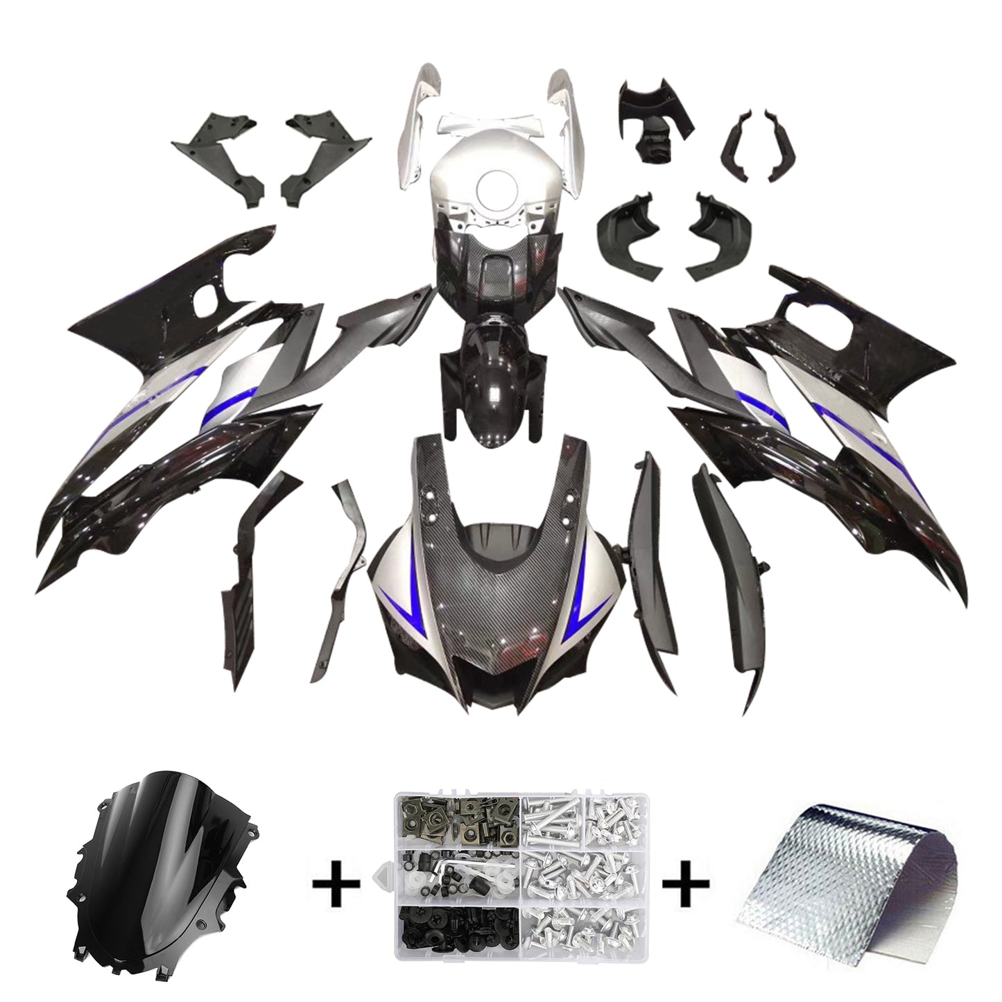 Amotopart Kit carena Yamaha YZF-R3 R25 2019-2021 Carrozzeria Plastica ABS
