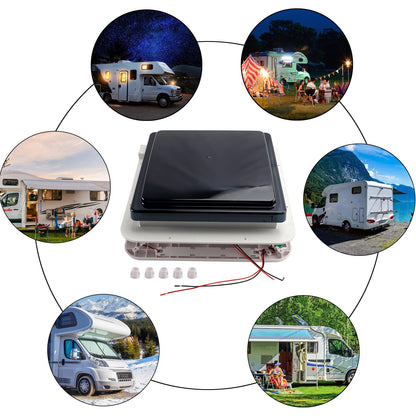 Lucernario con luce a LED 010006114" RV Caravan Roof Vent Motore a 3 velocità RV Fan DC12V