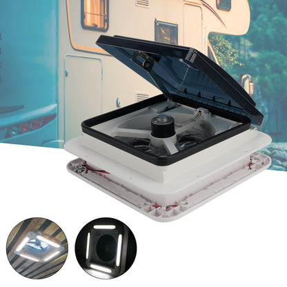 Ventilatore da tetto per camper da 11 pollici, motore a 3 velocità, lucernario da 12 V con luce a LED