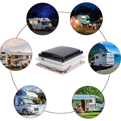 Ventilatore da tetto per camper da 11 pollici, motore a 3 velocità, lucernario da 12 V con luce a LED