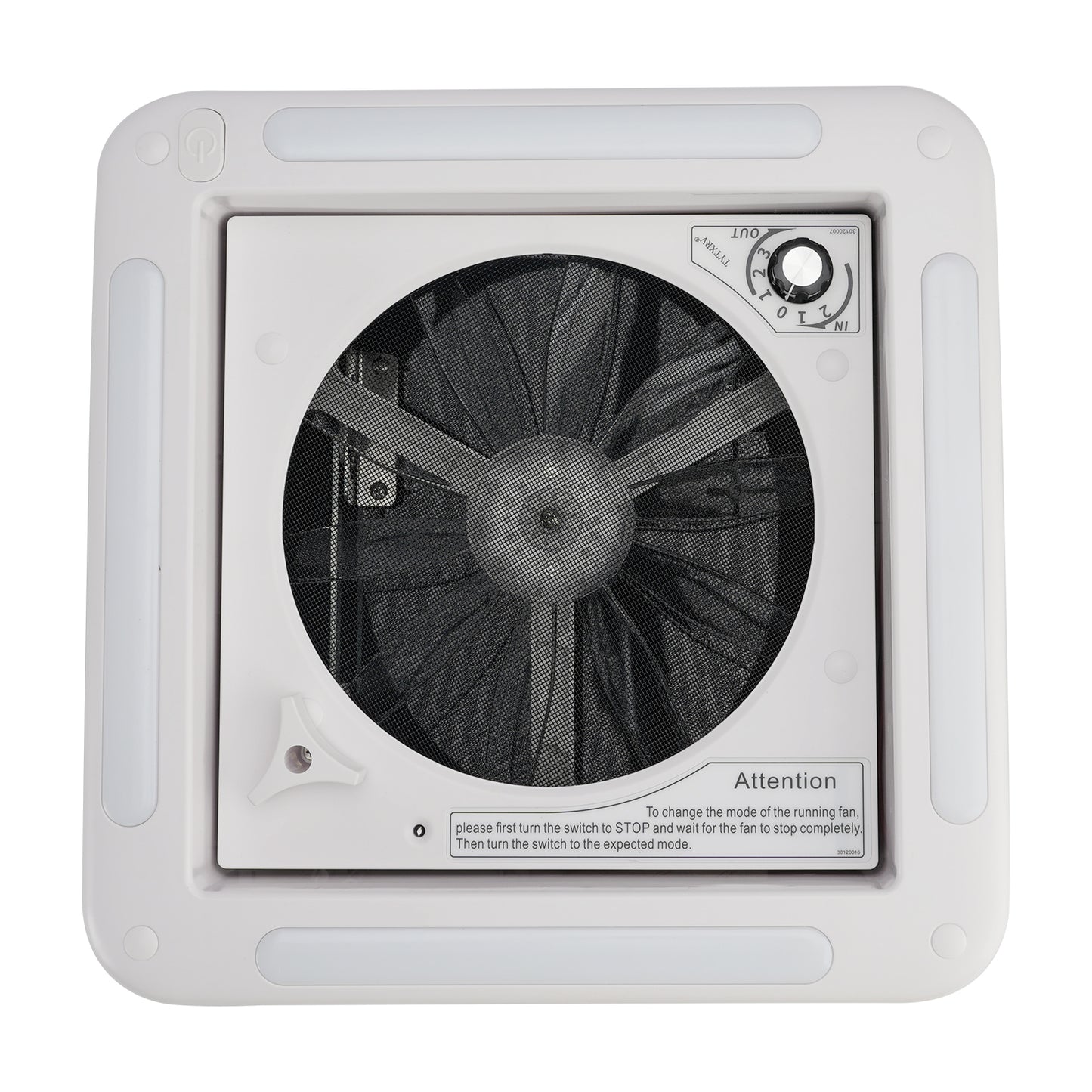 Ventilatore da tetto per camper da 11 pollici, motore a 3 velocità, lucernario da 12 V con luce a LED