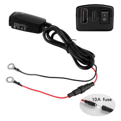 Caricabatterie USB super veloce per motocicletta Supporto per manubrio PD+QC3.0 Adattatore di alimentazione tipo C
