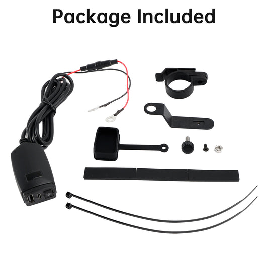 Caricabatterie USB super veloce per motocicletta Supporto per manubrio PD+QC3.0 Adattatore di alimentazione tipo C