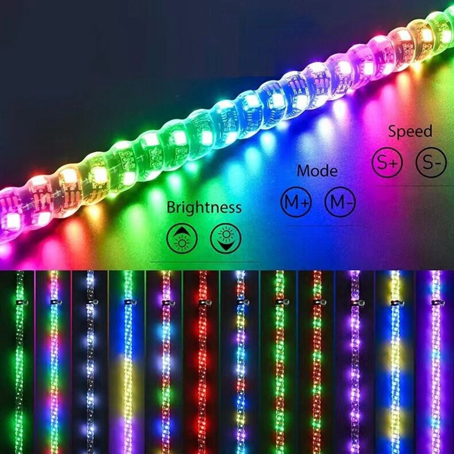 2X 3ft RGB LED Whip Lights Antenna con telecomando a bandiera per Polaris RZR UTV ATV