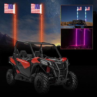 Antenna con luci a frusta LED RGB da 3 piedi con telecomando a bandiera per Polaris UTV ATV