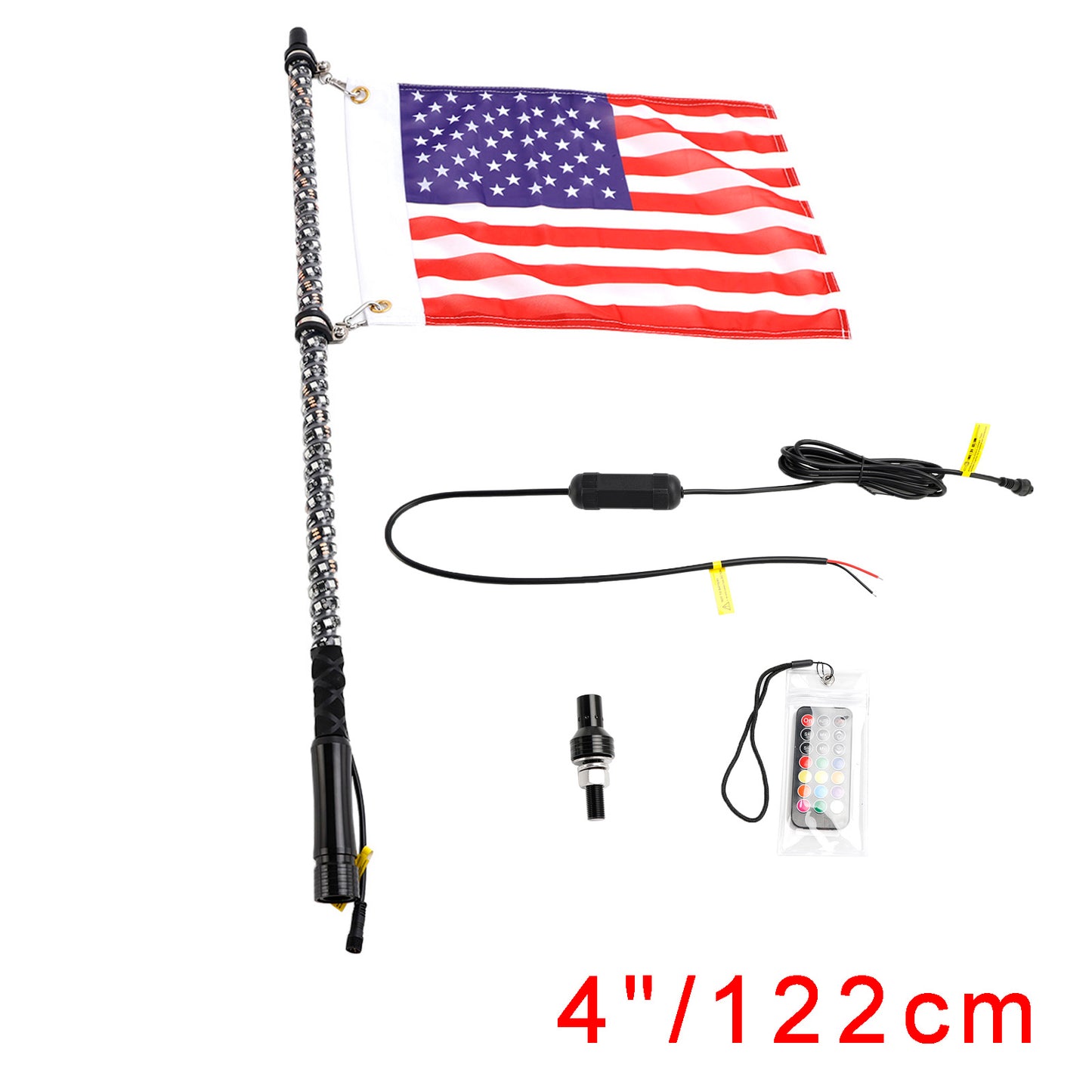 Antenna con luci a frusta LED RGB da 4 piedi con telecomando a bandiera per Polaris UTV ATV