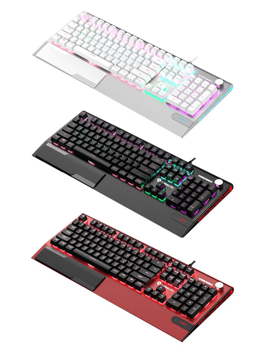 Tastiera meccanica K1000 cablata con 104 tasti e interruttori rossi per PC Chroma RGB con poggiapolsi
