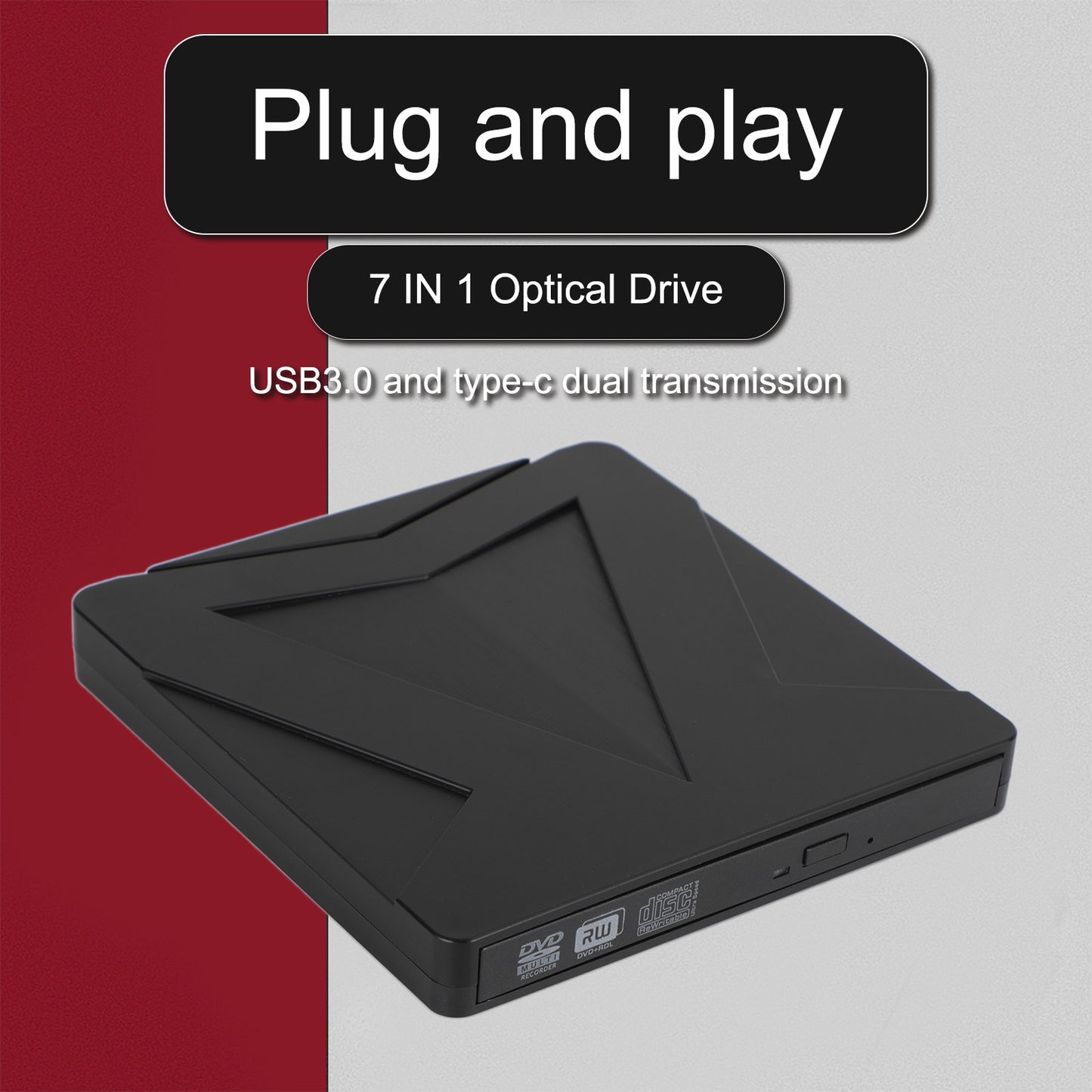 USB Type-C 7 IN 1 Lettore di masterizzatore di dischi ray esterno CD DVD Drive USB 3.0