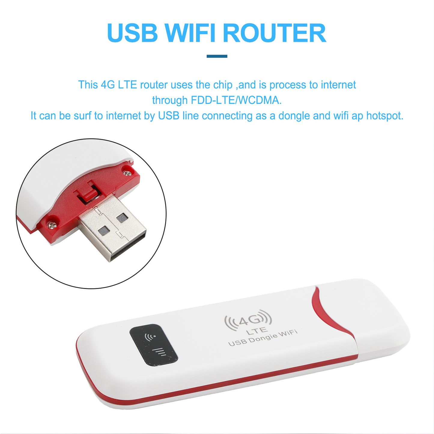 Router wireless 4G LTE Modem a banda larga mobile WiFi Dongle USB sbloccato bianco