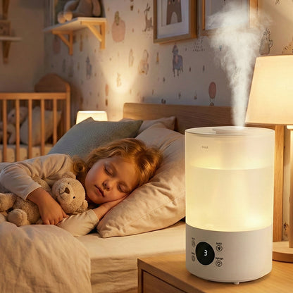 Umidificatore 4L per camera, baby e piante, silenzioso, con ugello a 360°, spegnimento automatico e luce colorata