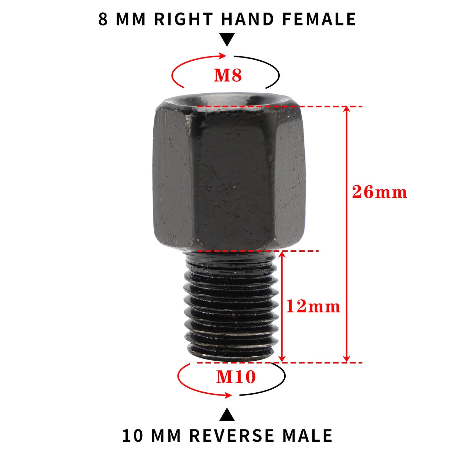 2 adattatori universali per specchietti retrovisori per moto e scooter da 8 mm standard a 10 mm retromarcia