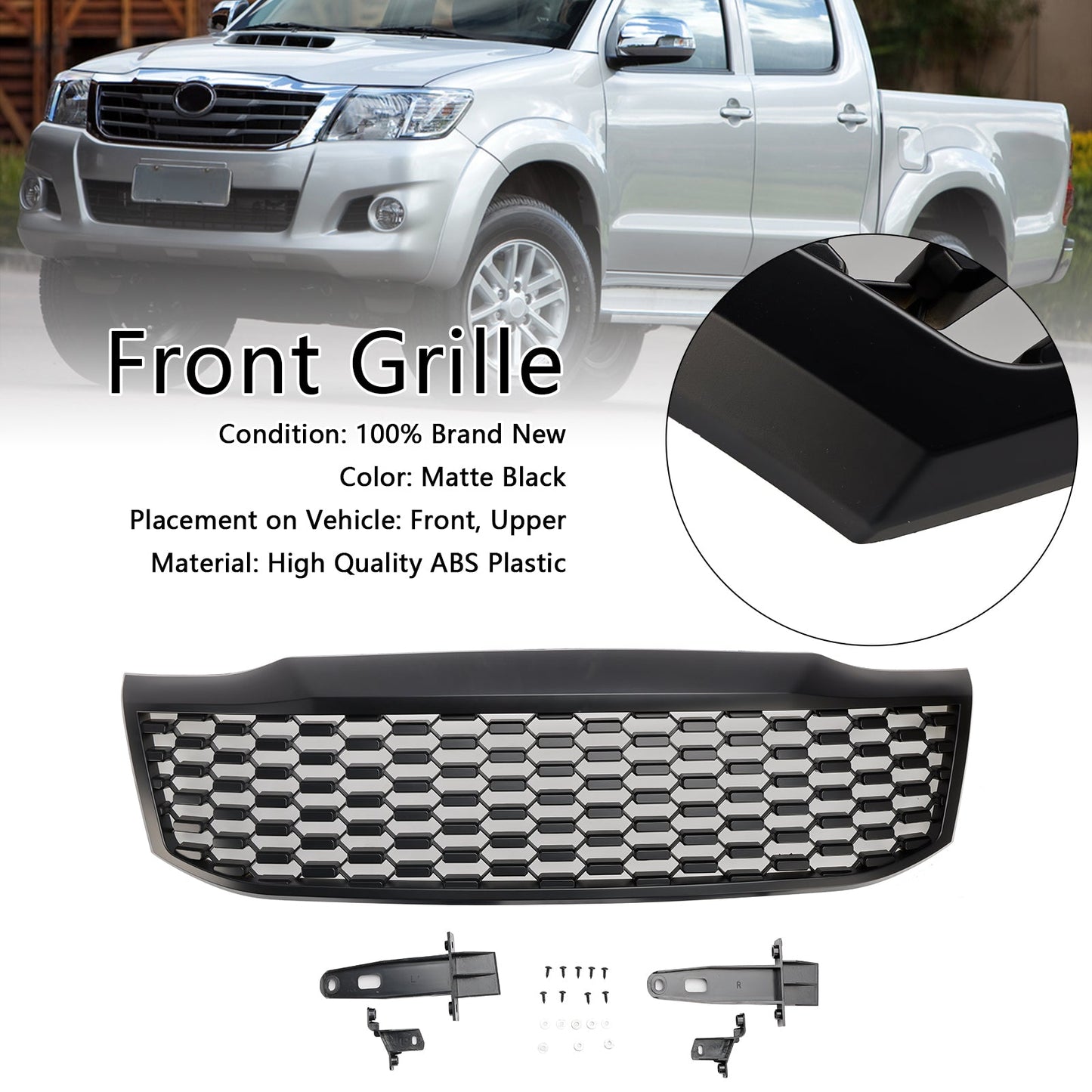 Griglia paraurti anteriore nera opaca Toyota Hilux Vigo MK7 2012-2014