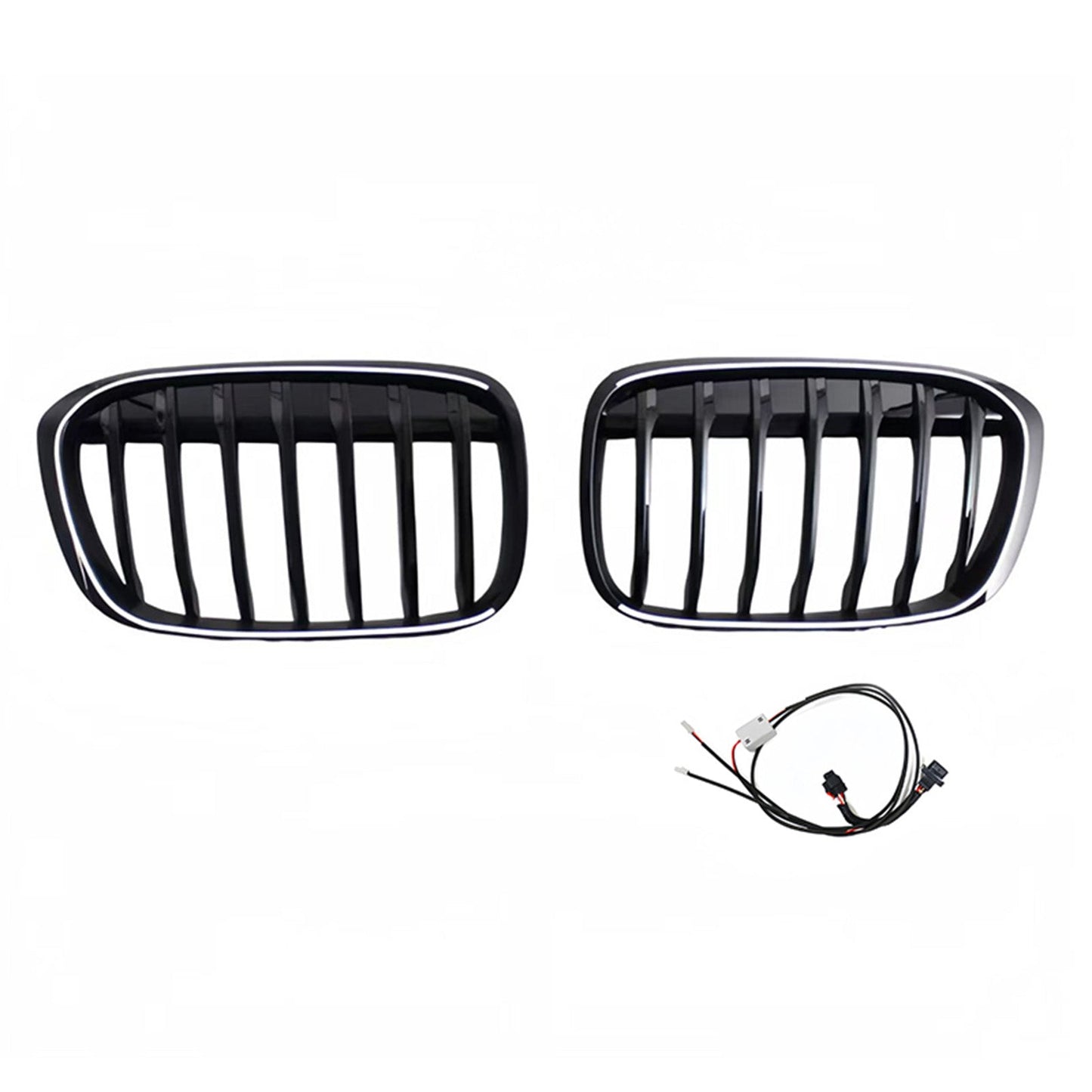Griglia anteriore a doppio rene nera lucida, compatibile con BMW X1 F48 F49 2016-2019 (2 pezzi).