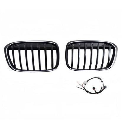 Griglia anteriore a doppio rene nera lucida, compatibile con BMW X1 F48 F49 2016-2019 (2 pezzi).